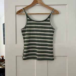 Striped Green and White Women's Tank Top